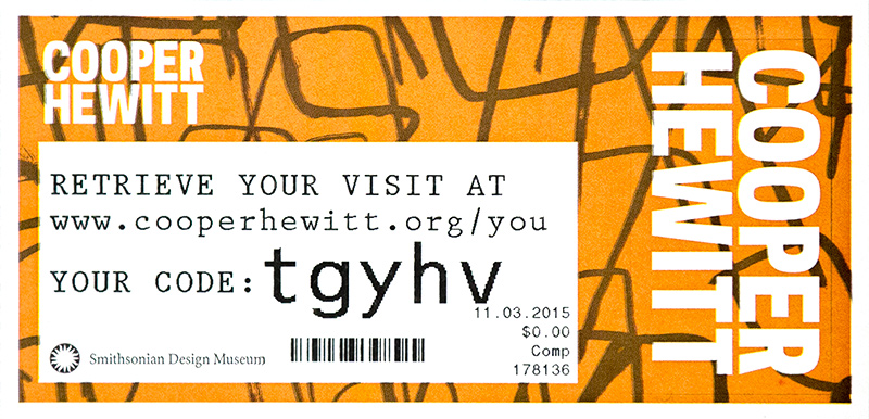 An image of the Cooper Hewitt's admission ticket.